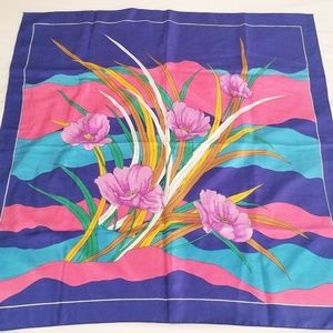 Vintage Pink Purple Blue Scarf 33" x 33"